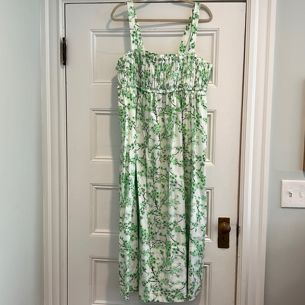 Green floral cotton dress